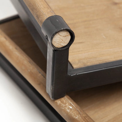 Benson Wood Black Trays Set of Two by Mercana in light walnut. Made from metal in a modern style.