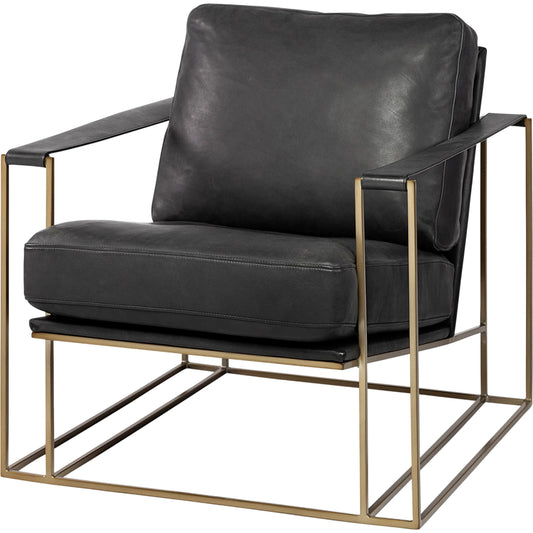 Watson Leather Accent Chair by Mercana in black. Made from iron in a unique style.