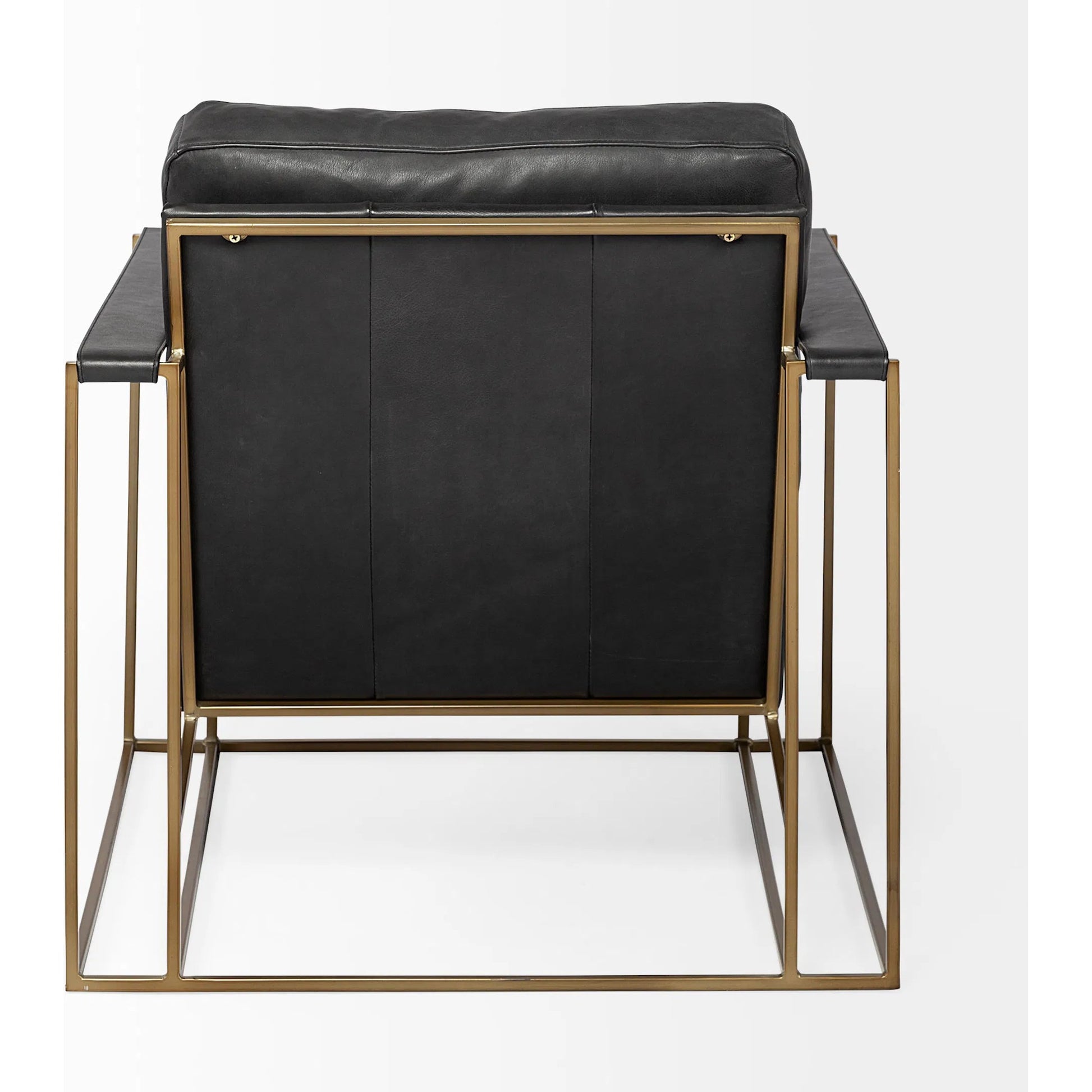 Watson Leather Accent Chair by Mercana in black. Made from iron in a unique style.