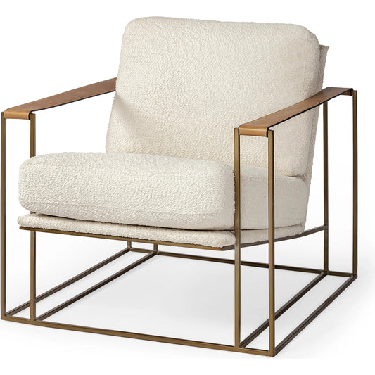 Watson Upholstered Accent Chair by Mercana in cream. Made from iron in a transitional style.