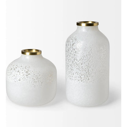 Pearl Gold Rim Glass Vase by Mercana in natural. Made from unique in a eclectic & global style.