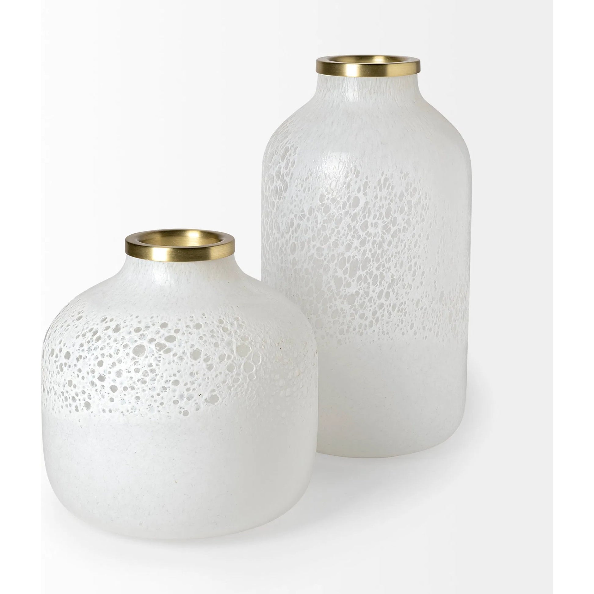 Pearl Gold Rim Glass Vase by Mercana in natural. Made from unique in a eclectic & global style.