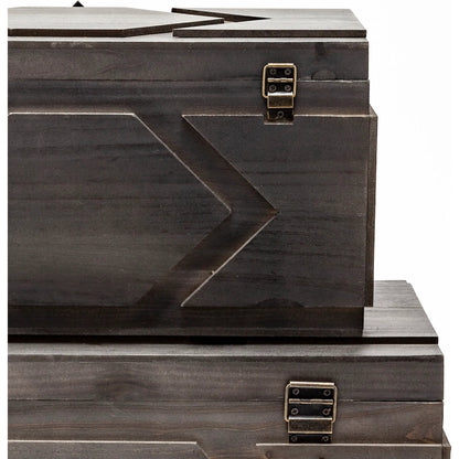 Cassia Wooden Boxes Set of Two by Mercana in brown. Made from unique in a eclectic & global style.