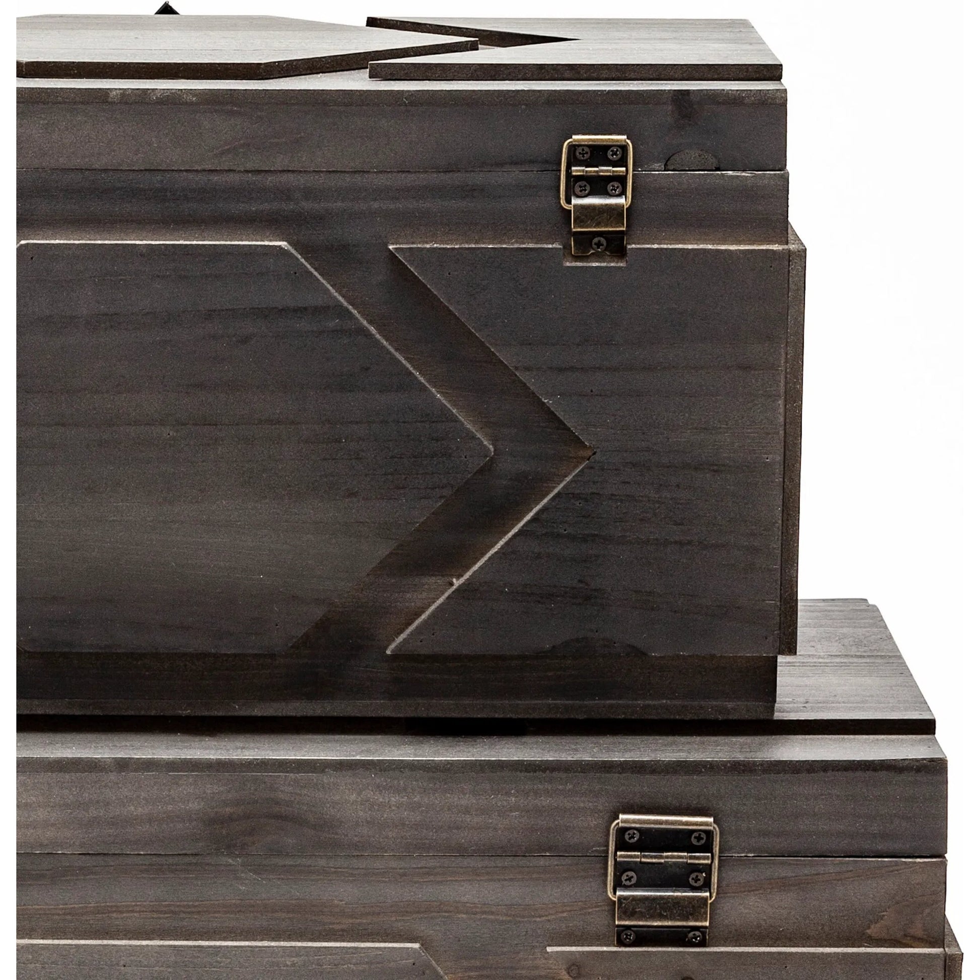 Cassia Wooden Boxes Set of Two by Mercana in brown. Made from unique in a eclectic & global style.