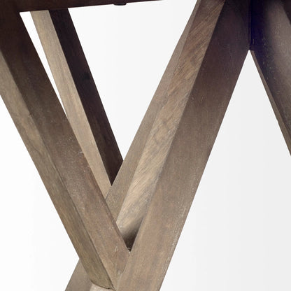 Jennings Dining Table by Mercana in brown. Made from solid wood in a modern style.