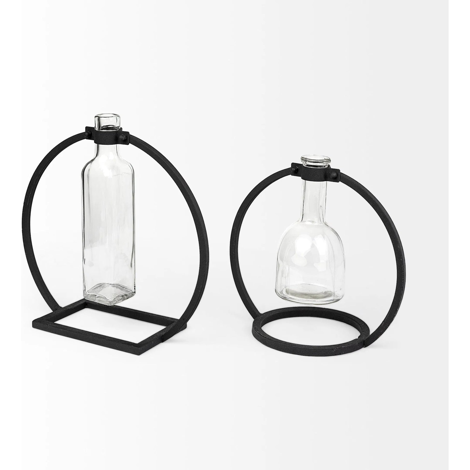 Monica I Glass Bottle Vase by Mercana in matte black. Made from unique in a modern style.