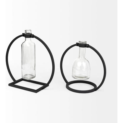 Monica I Glass Bottle Vase by Mercana in matte black. Made from unique in a modern style.