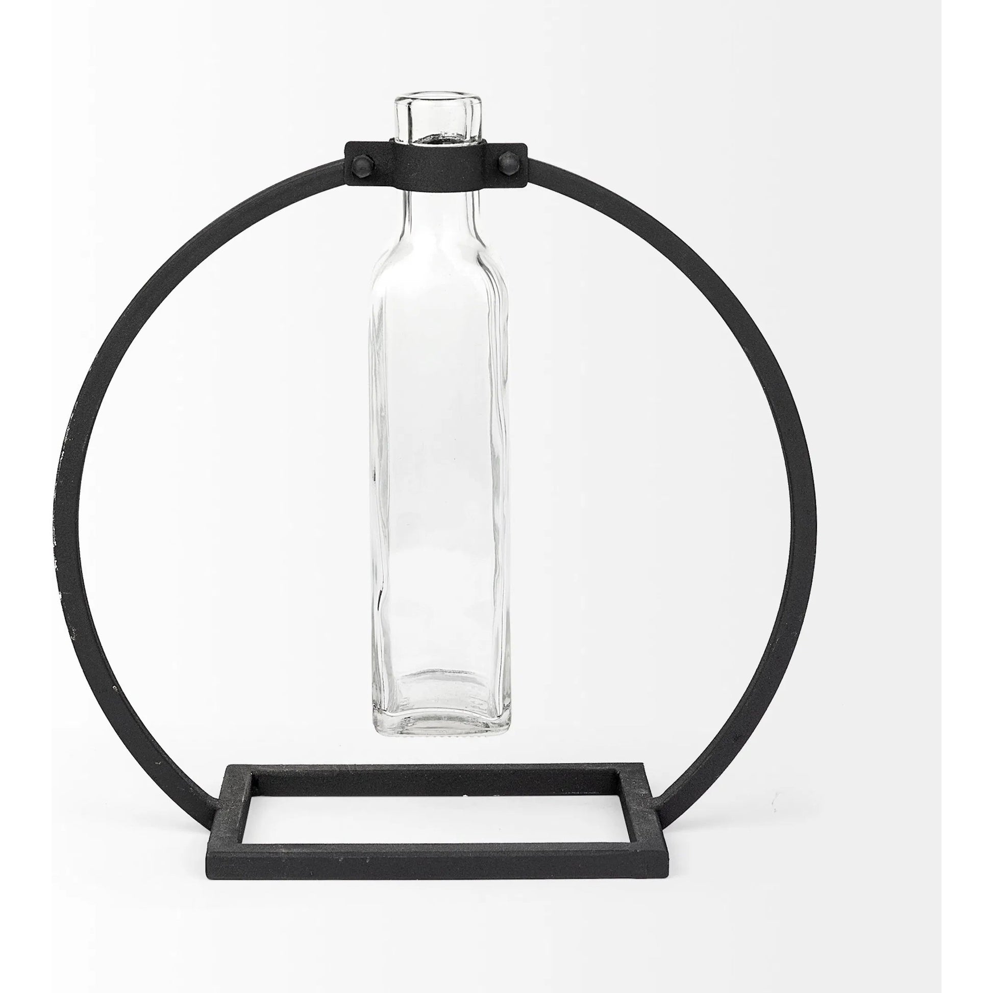Monica I Glass Bottle Vase by Mercana in matte black. Made from unique in a modern style.