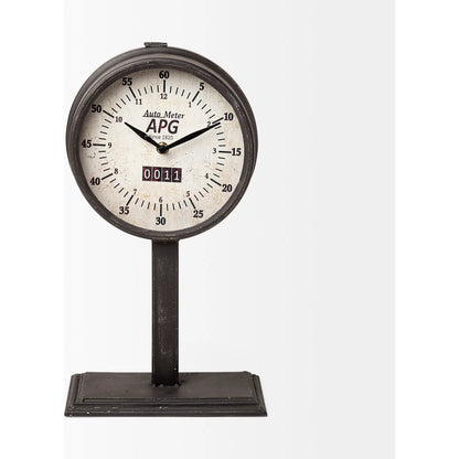 Attalack II Round Face Table Clock by Mercana in black. Made from unique in a traditional style.