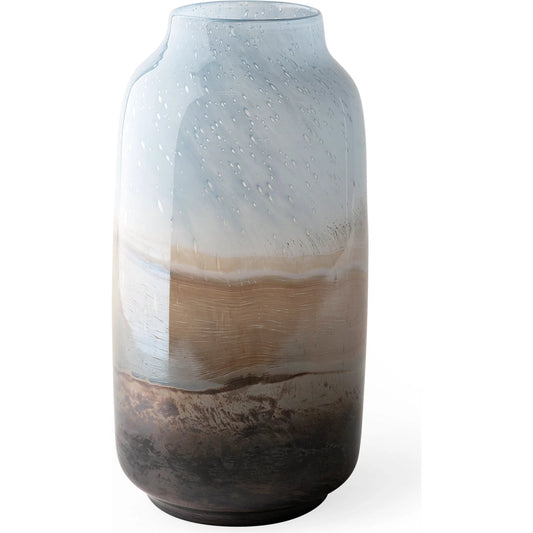 Nasser I Urn Style Vase by Mercana in antique gold. Made from glass in a coastal style.
