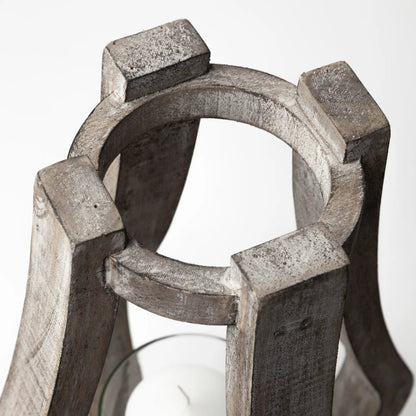 Brillion Rustic Wood Metal Table Candle Holder by Mercana in beige. Made from unique in a coastal style.