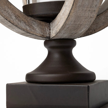 Brillion Rustic Wood Metal Table Candle Holder by Mercana in beige. Made from unique in a coastal style.