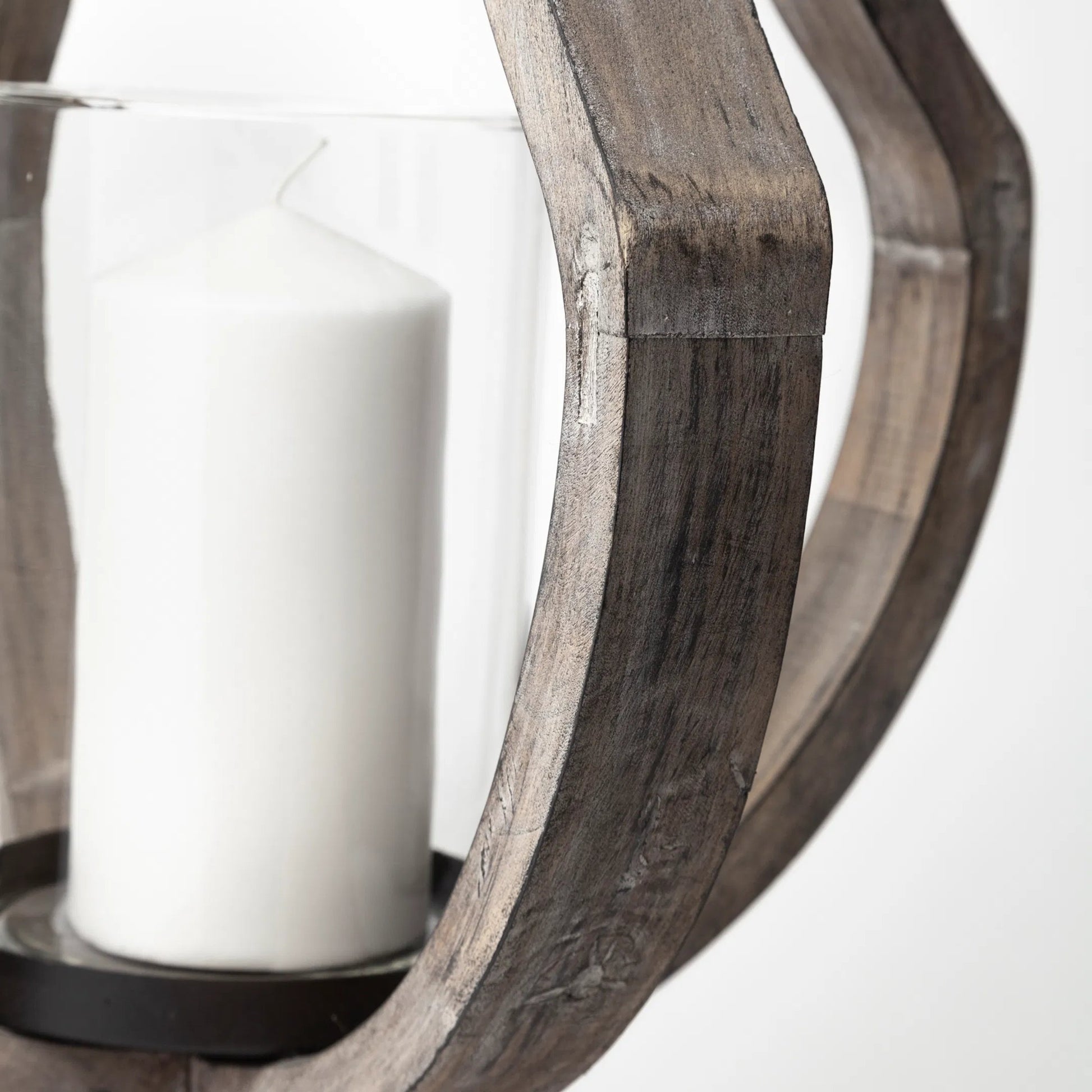 Brillion Rustic Wood Metal Table Candle Holder by Mercana in beige. Made from unique in a coastal style.