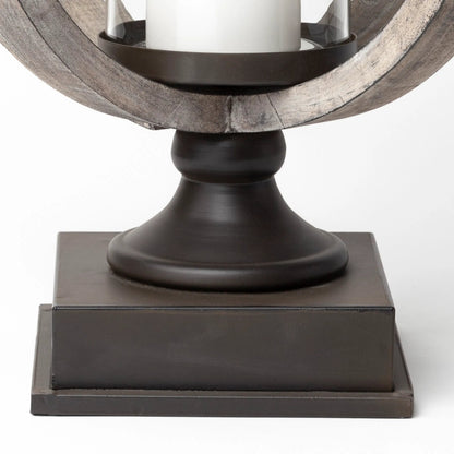 Brillion Rustic Wood Metal Table Candle Holder by Mercana in beige. Made from unique in a coastal style.