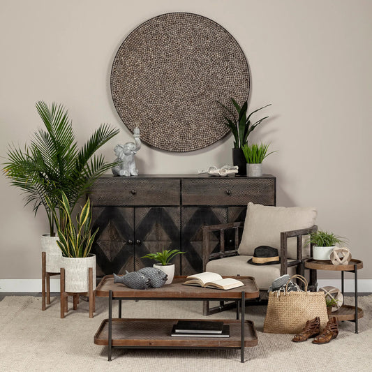 Tantor Table Lamp by Mercana in gray. Made from unique in a eclectic & global style.