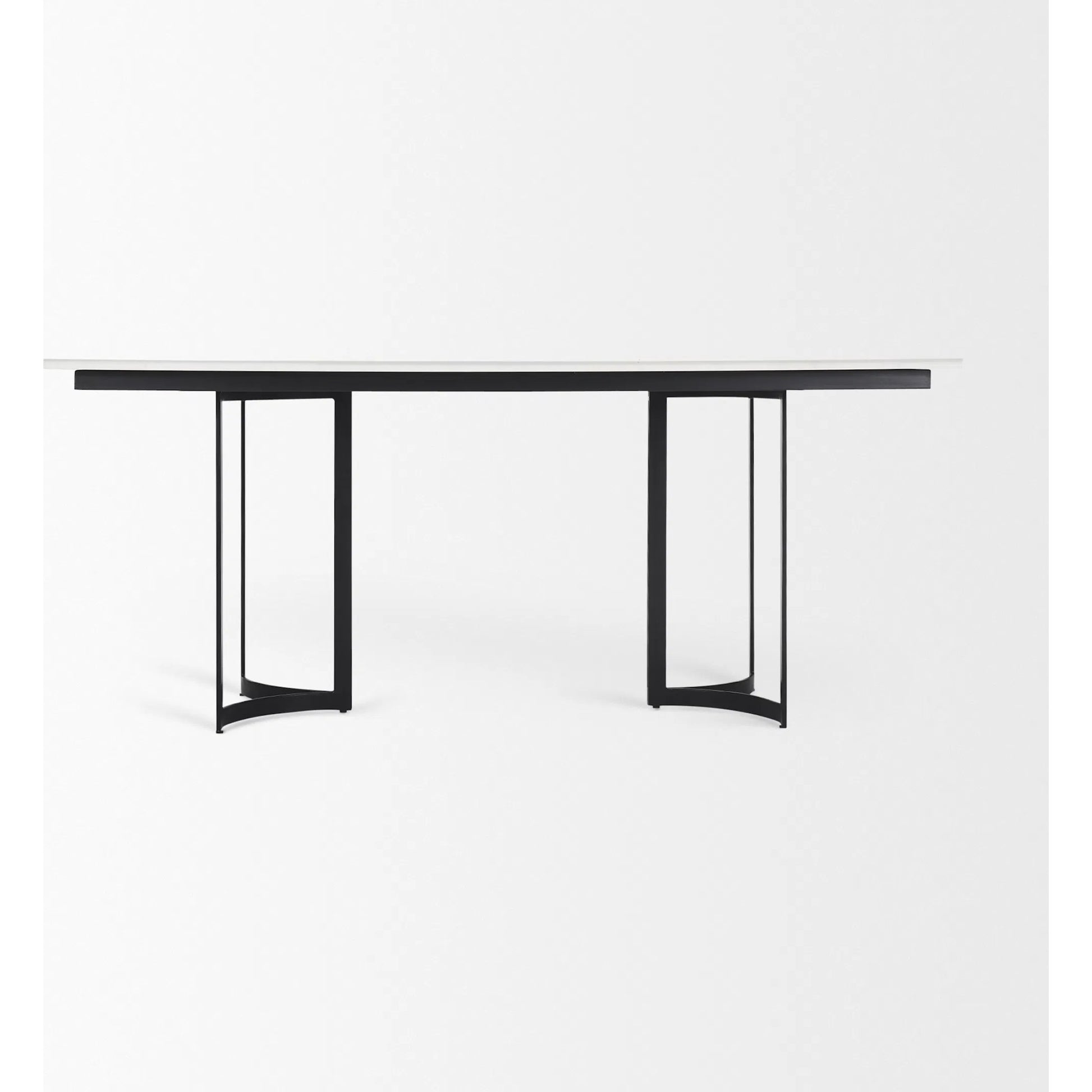 Tanner Rectangle Dining Table by Mercana in white. Made from metal, marble in a transitional style.