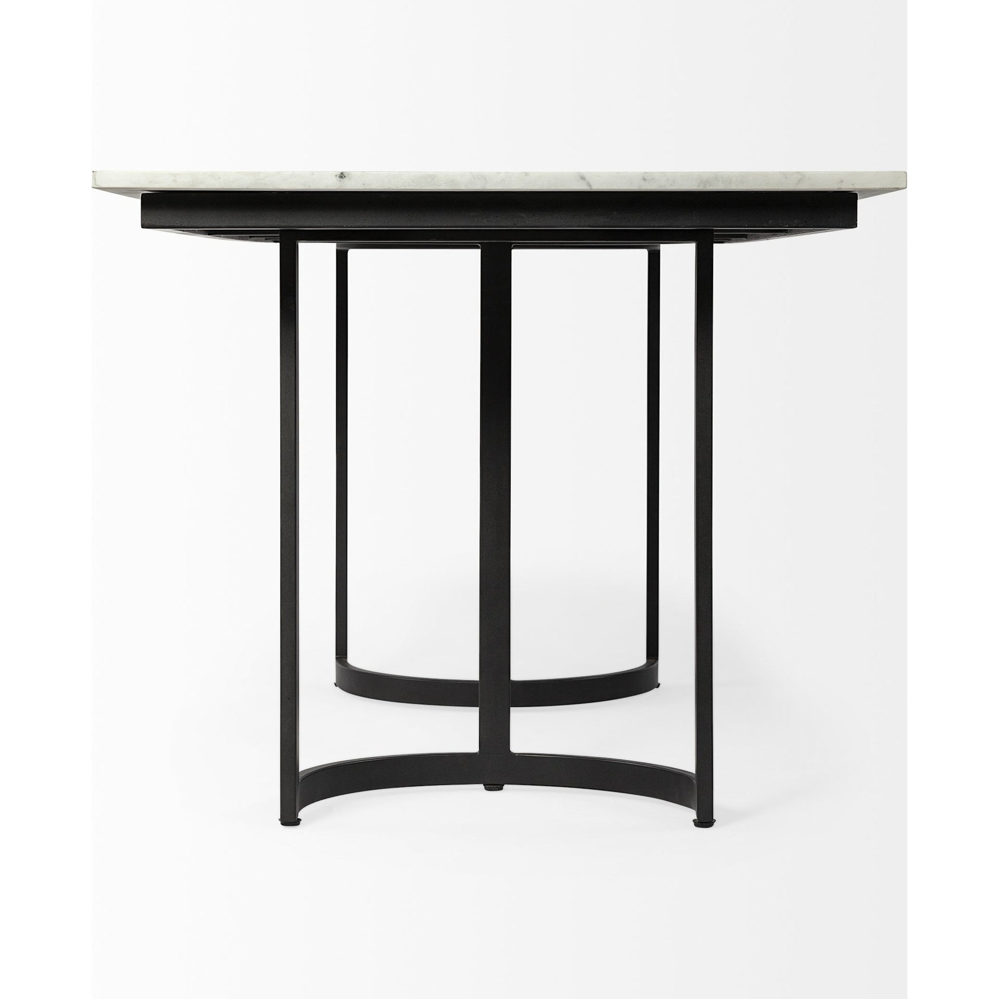 Tanner Rectangle Dining Table by Mercana in white. Made from metal, marble in a transitional style.