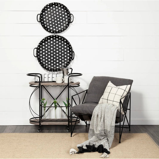 Lito Woven Metal Round Serving Trays Set of Two by Mercana in natural. Made from unique in a modern style.