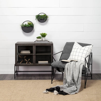 Arelius Accent Cabinet by Mercana. Made from glass, solid wood, steel in a modern style.