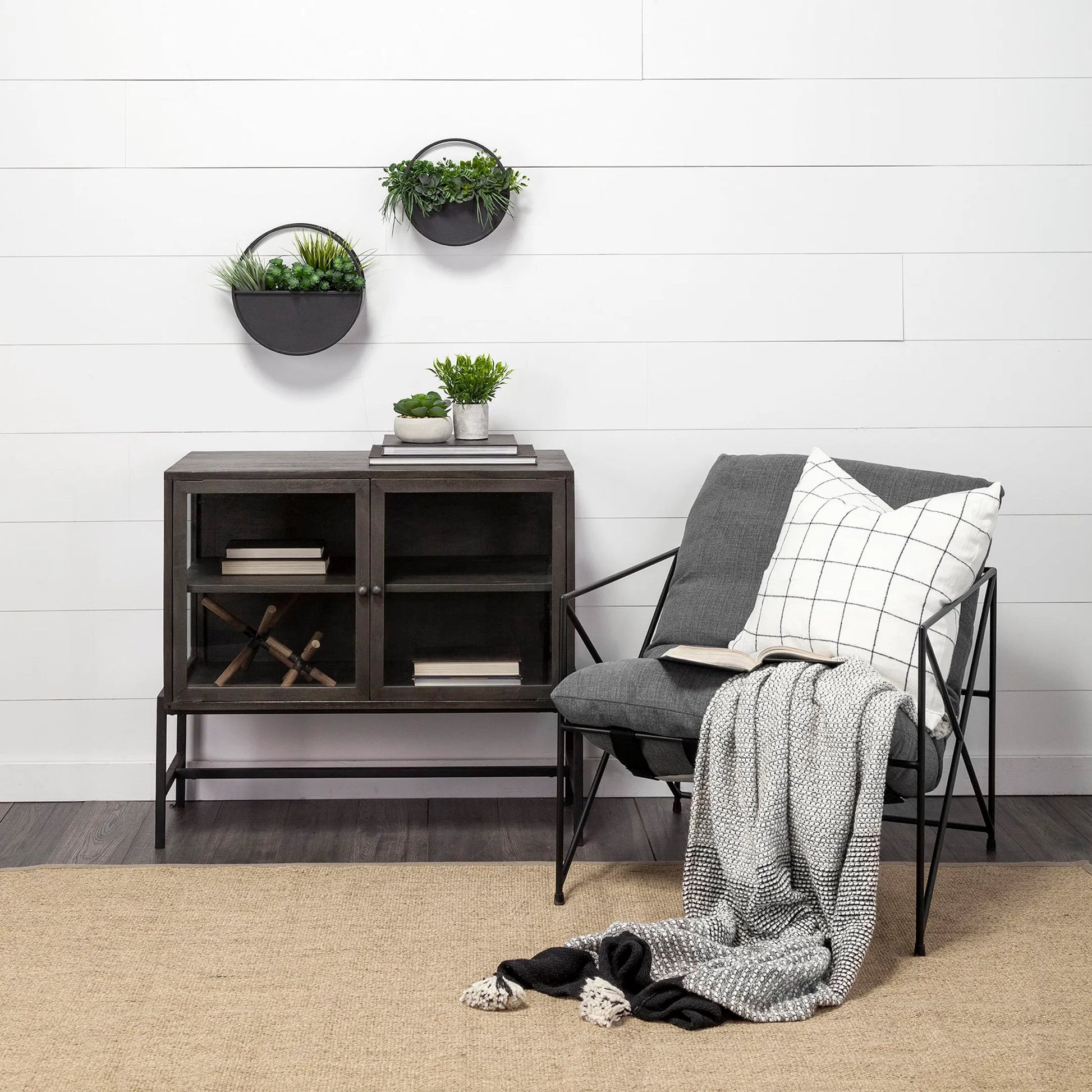 Arelius Accent Cabinet by Mercana. Made from glass, solid wood, steel in a modern style.