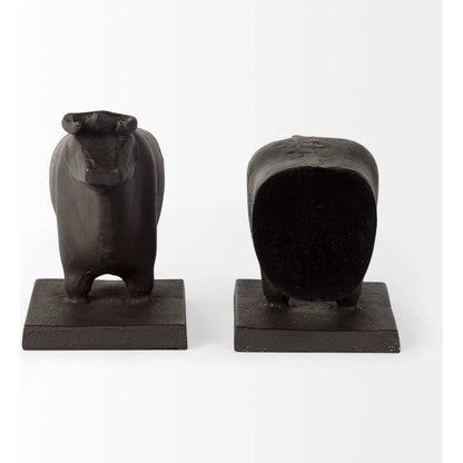 Taurus III Cast Aluminum Bull Bookends Set of Two by Mercana in black. Made from aluminum in a cottage & farmhouse style.