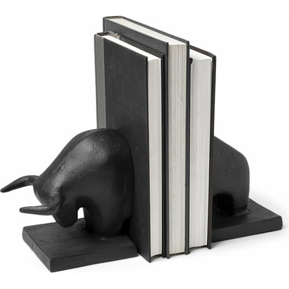 Tauro III Cast Aluminum Raging Bull Bookends Set of Two by Mercana in black. Made from aluminum in a cottage & farmhouse style.