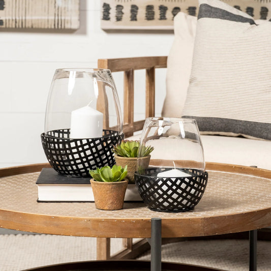 Reena I Woven Base Table Candle Holder by Mercana. Made from unique in a modern style.
