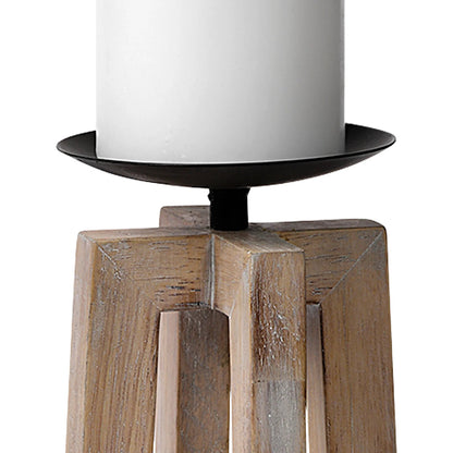 Astra Light Wood Pedestal Base Table Candle Holder by Mercana in natural. Made from unique in a coastal style.