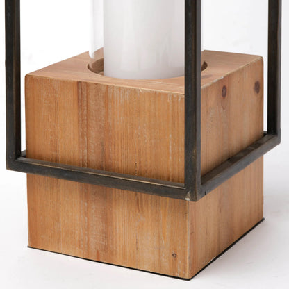Orionis Wood Black Lantern Candle Holder by Mercana in natural. Made from unique in a modern style.