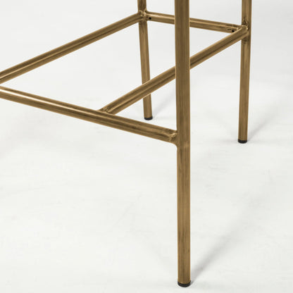 Parker Upholstered Dining Chair (Set of 2) by Mercana in white, gold. Made from fabric, metal in a modern style.