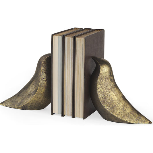 Dover Aluminum Dove Bookends Set of Two by Mercana in gold. Made from aluminum in a unique style.