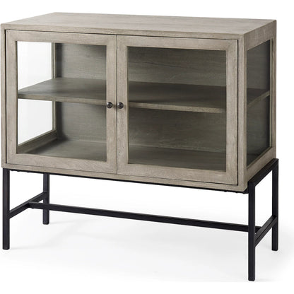 Arelius Accent Cabinet by Mercana. Made from glass, solid wood, steel in a modern style.