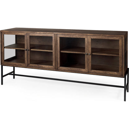 Arelius Sideboard by Mercana. Made from glass, solid wood, steel in a modern style.
