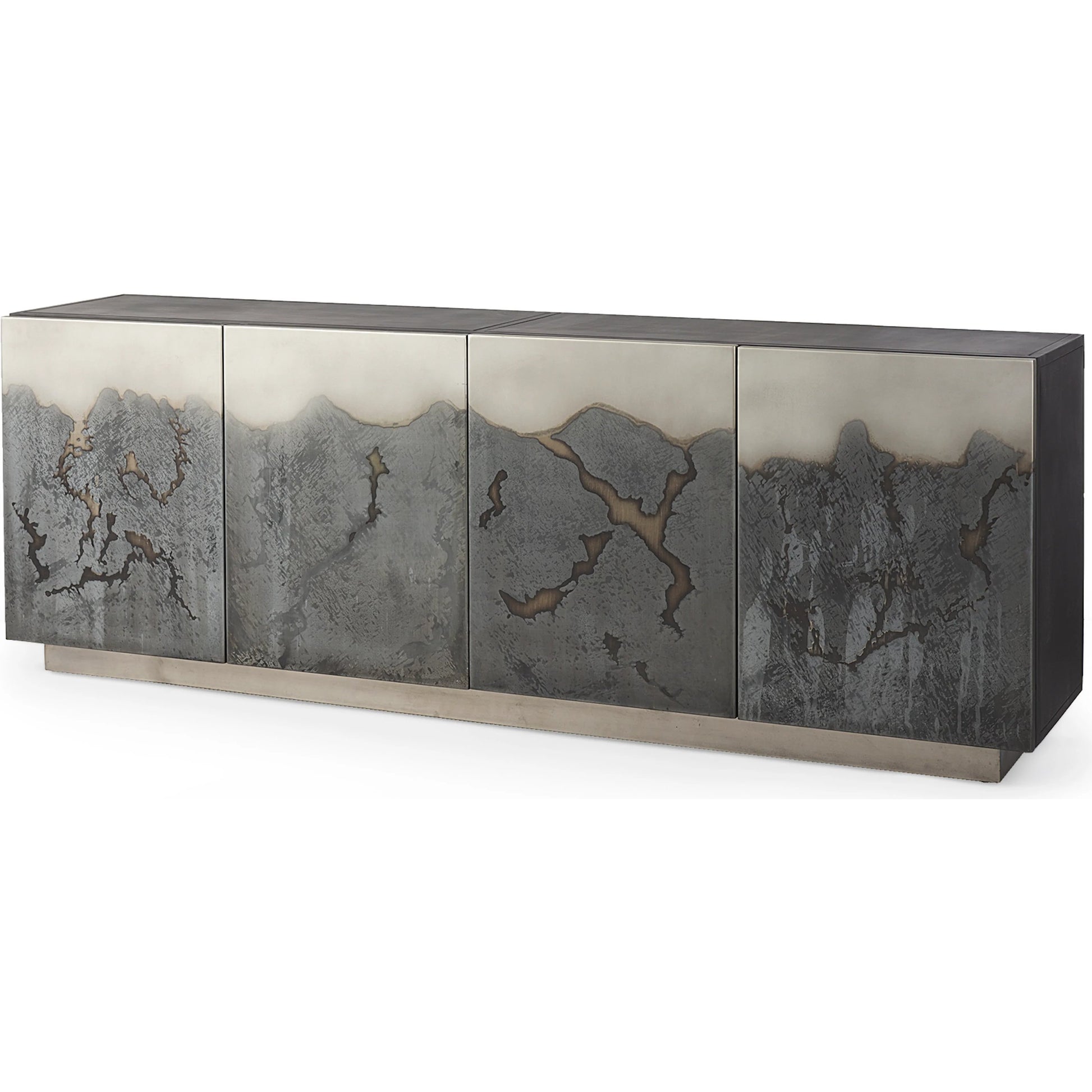 Roxdale Sideboard by Mercana in black, gray. Made from iron in a unique style.