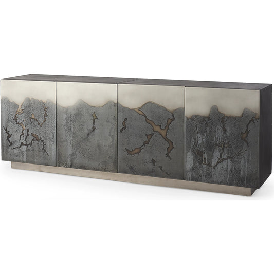 Roxdale Sideboard by Mercana in black, gray. Made from iron in a unique style.