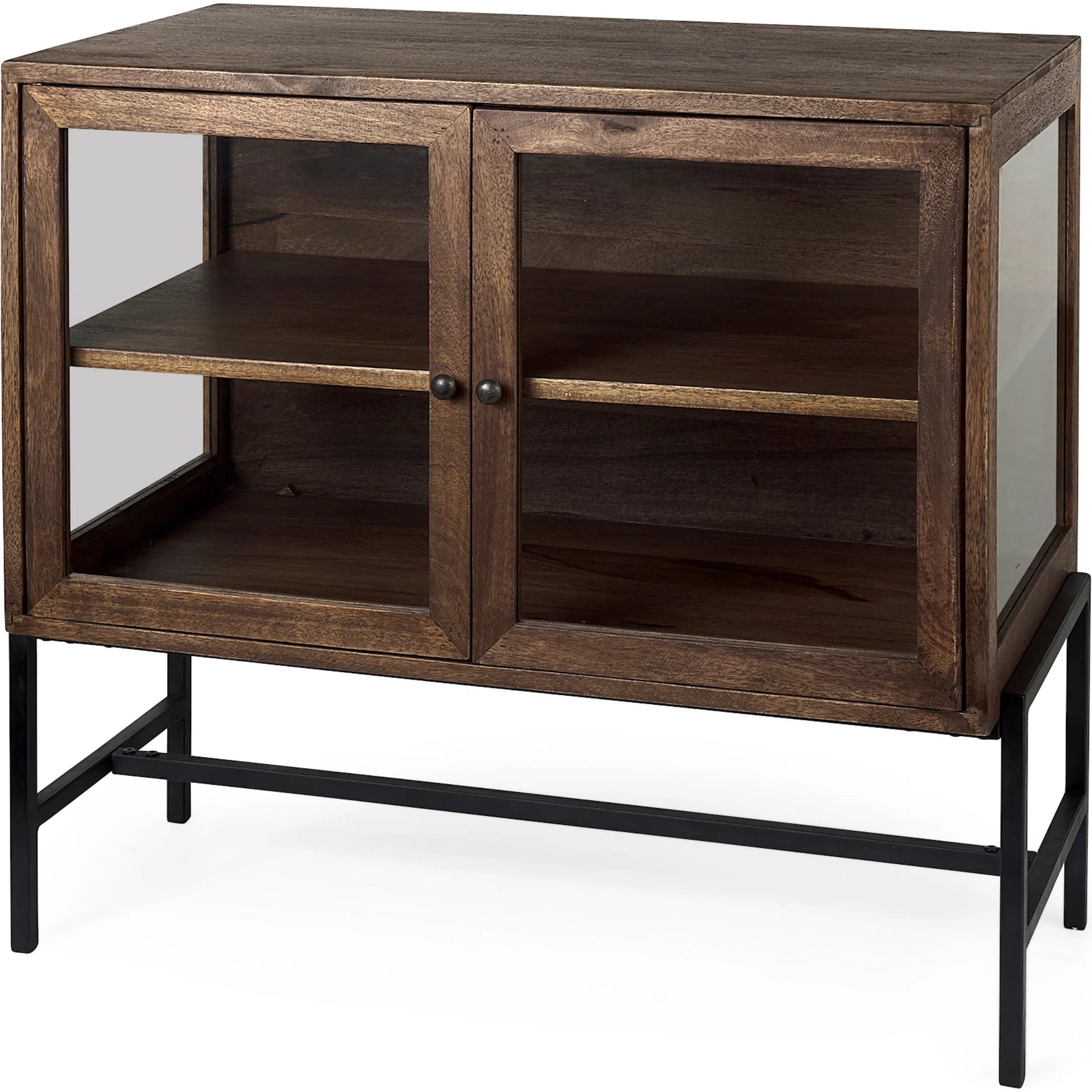 Arelius Accent Cabinet by Mercana. Made from glass, solid wood, steel in a modern style.