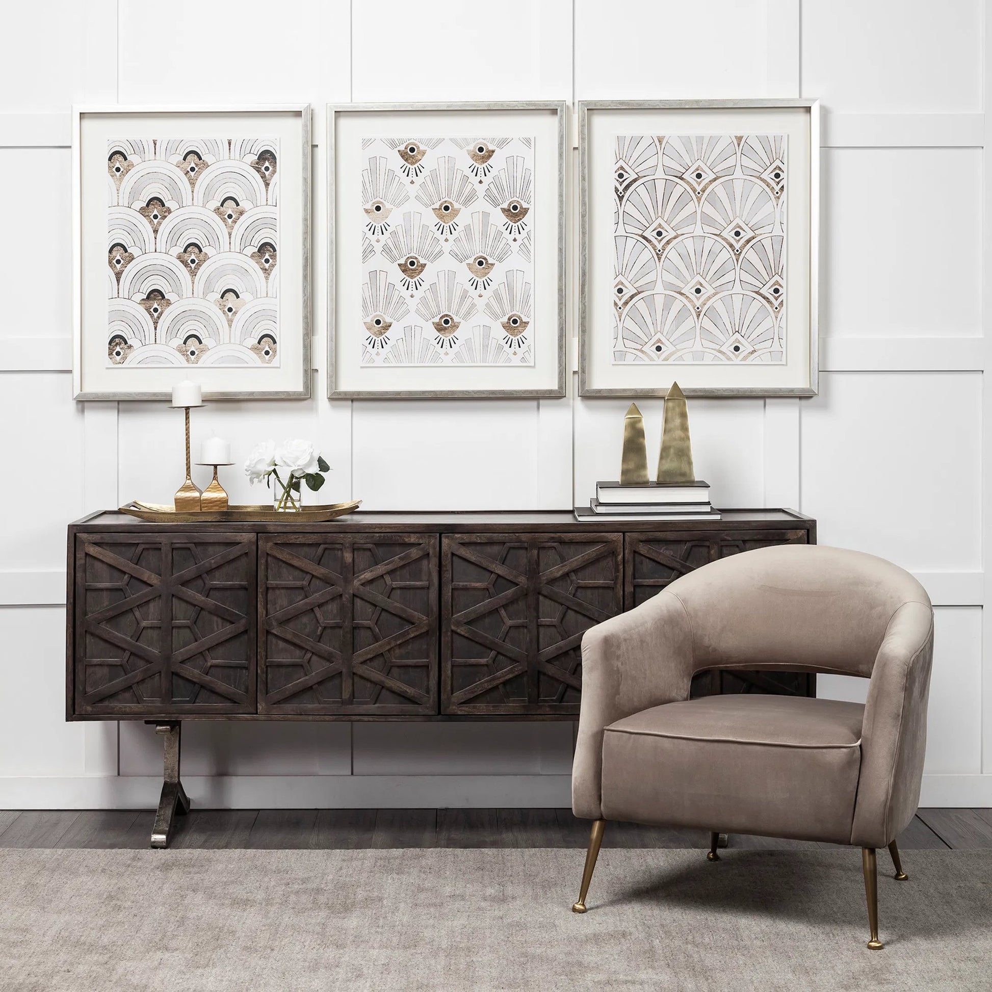 Giza Elongated Pyramids Set of Two by Mercana in gold. Made from unique in a modern style.