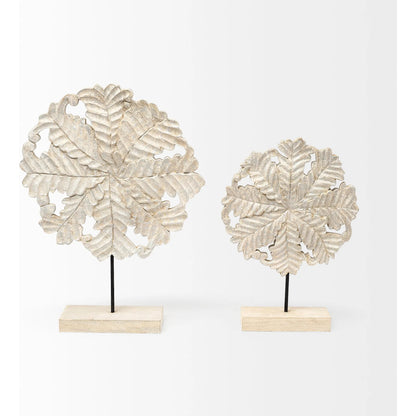 Kamara I Washed Wood W Silver Botanical Decorative Object by Mercana in metallic silver. Made from wood in a eclectic & global style.