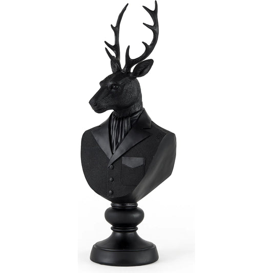 Mozart Painted Deer Bust by Mercana in black. Made from unique in a unique style.