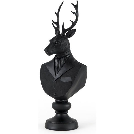 Mozart Painted Deer Bust by Mercana in black. Made from unique in a unique style.