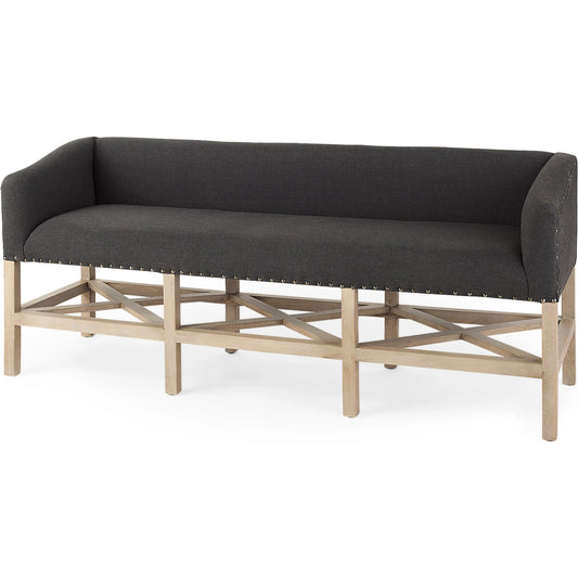 Bergen Bench by Mercana in gray. Made from fabric, wood in a unique style.