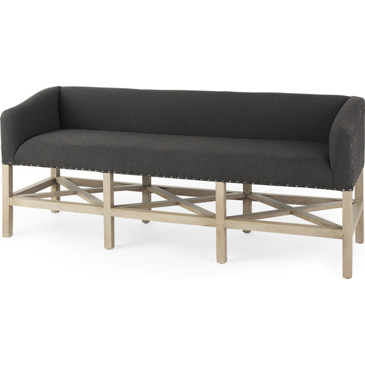Bergen Bench by Mercana in gray. Made from fabric, wood in a unique style.