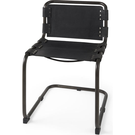 033 None | Unknown | Berbick Dining Chair by Mercana. Made from leather, iron in a unique style.