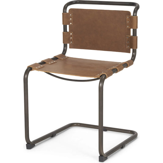 Berbick Dining Chair by Mercana. Made from leather, iron in a unique style.