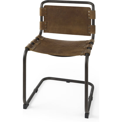 Berbick Dining Chair by Mercana. Made from leather, iron in a unique style.