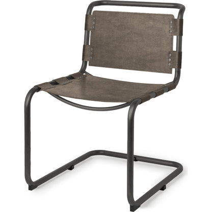 Berbick Dining Chair by Mercana. Made from leather, iron in a unique style.