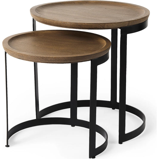 Aisley Accent Table by Mercana in light brown. Made from metal, wood in a unique style.