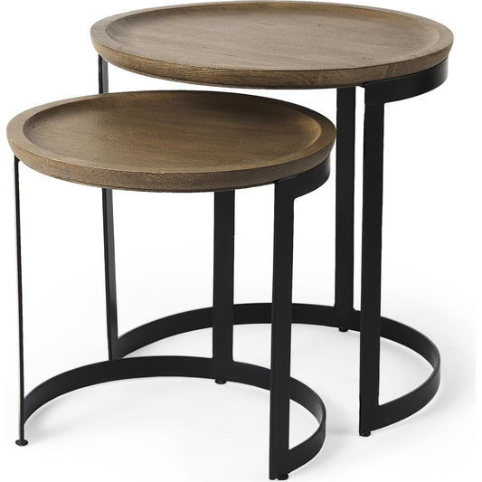 Aisley Accent Table by Mercana in light brown. Made from metal, wood in a unique style.