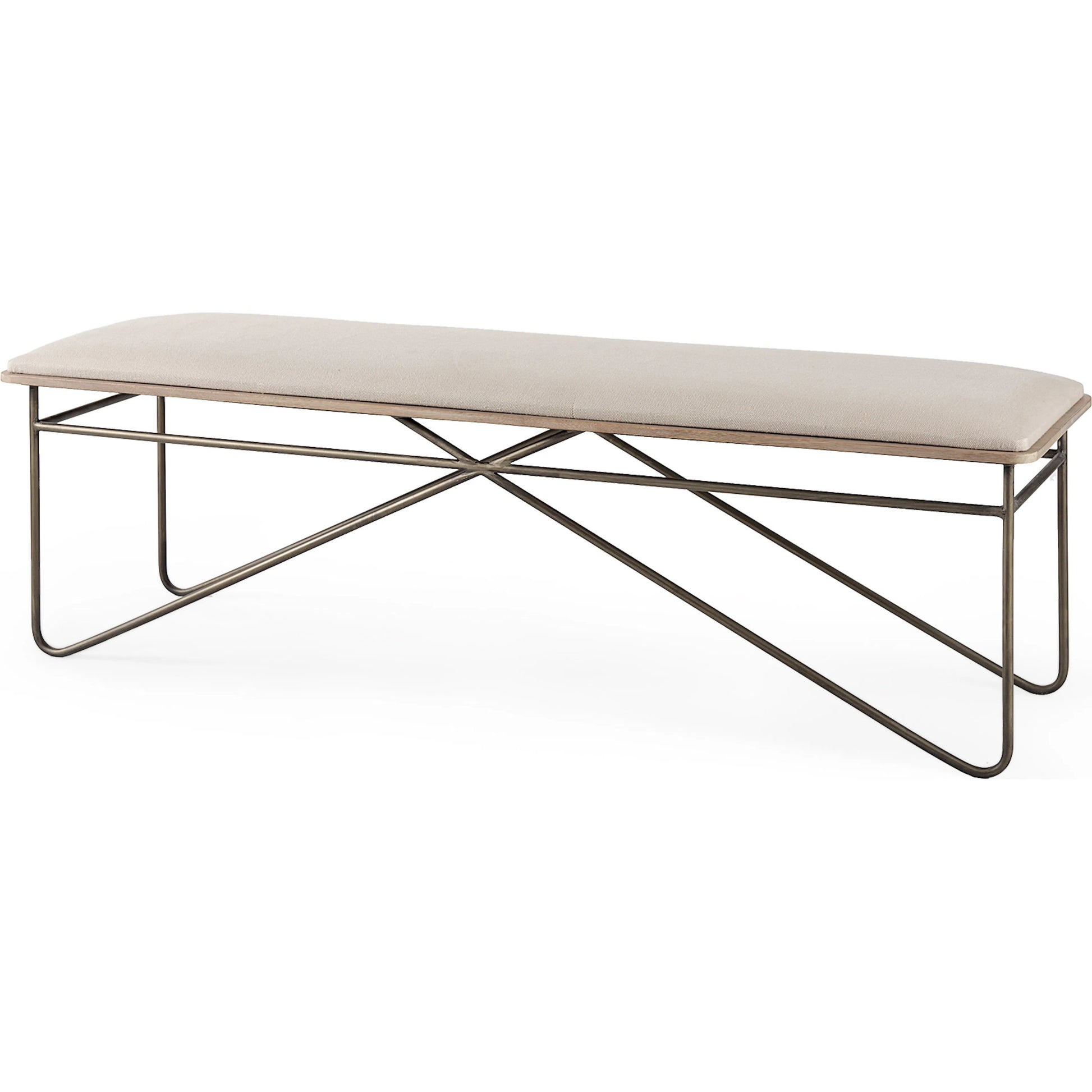 Camille Bench by Mercana in cream. Made from metal in a modern style.