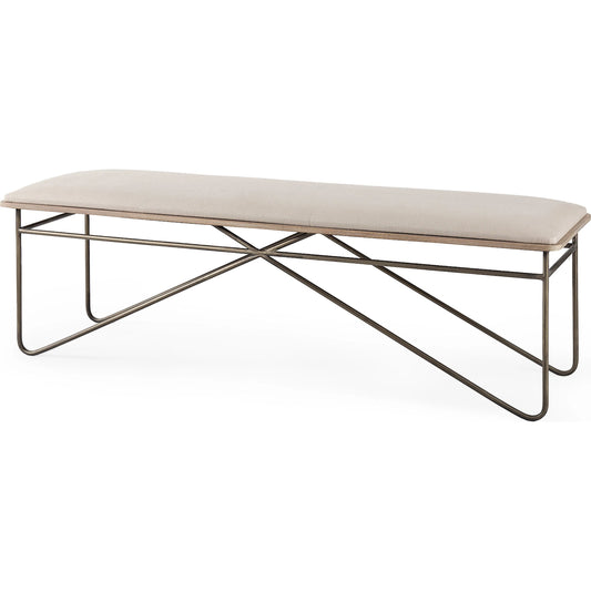 Camille Bench by Mercana in cream. Made from metal in a unique style.
